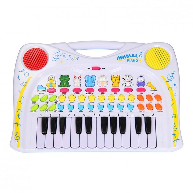 Foto van Let's play dierenkeyboard met 24 toetsen wit 38 cm