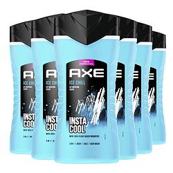 Foto van Axe - 3 in 1 - douchegel, facewash & shampoo - ice chill - 6 x 400 ml - voordeelverpakking