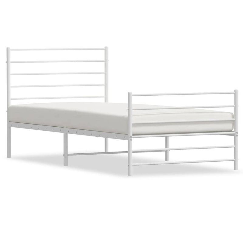 Foto van The living store bedframe - klassiek design - robuust staal - inclusief opbergruimte - wit - 196 x 80 x 90 cm