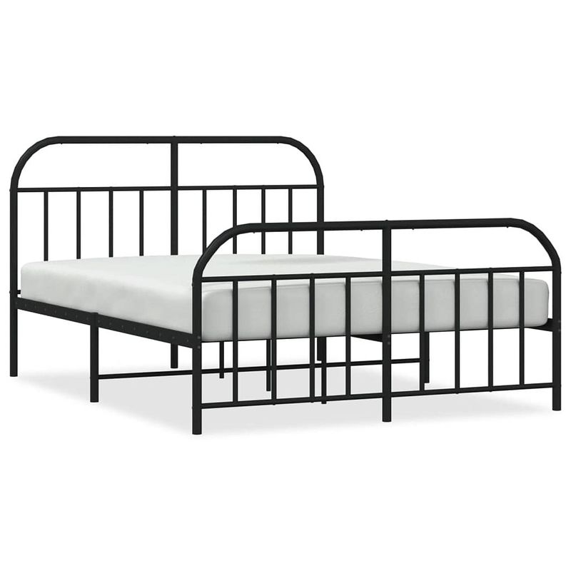 Foto van Vidaxl bedframe met hoofd- en voeteneinde metaal zwart 140x190 cm