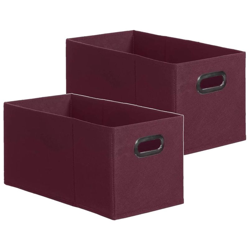 Foto van Set van 2x stuks opbergmand/kastmand 7 liter aubergine paars linnen 31 x 15 x 15 cm - opbergmanden