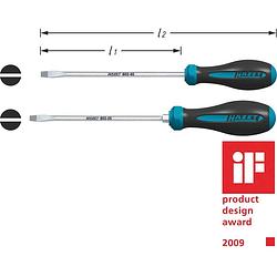 Foto van Hazet hexanamic werkplaats platte schroevendraaier kopbreedte: 5.5 mm koplengte: 125 mm din iso 2380-1, din iso 2380-2