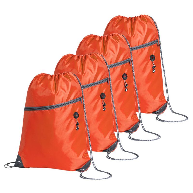 Foto van Sport gymtas/rugtas/draagtas - 4x - oranje met rijgkoord 34 x 44 cm van polyester - gymtasje - zwemtasje