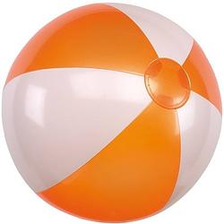 Foto van 1x opblaasbare strandbal oranje/wit 28 cm speelgoed - strandballen
