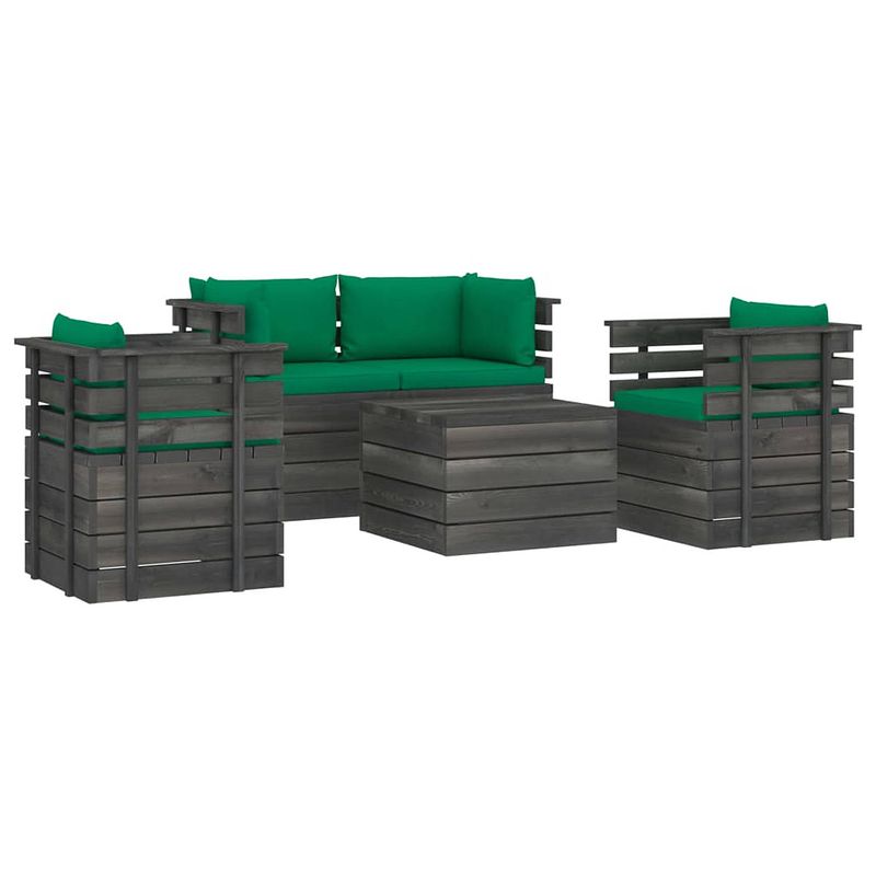 Foto van Vidaxl 5-delige loungeset met kussens pallet massief grenenhout