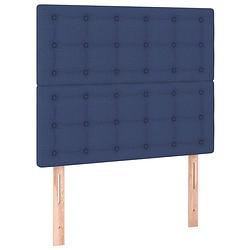 Foto van The living store hoofdbord - classic s - bedombouw accessoire - 90x5x118/128 cm - blauw stoffen bekleding