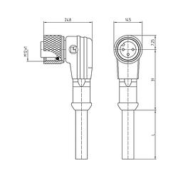 Foto van Lutronic 1071 sensor/actuator connector, geassembleerd m12 aantal polen: 4 koppeling, haaks 5.00 m 1 stuk(s)