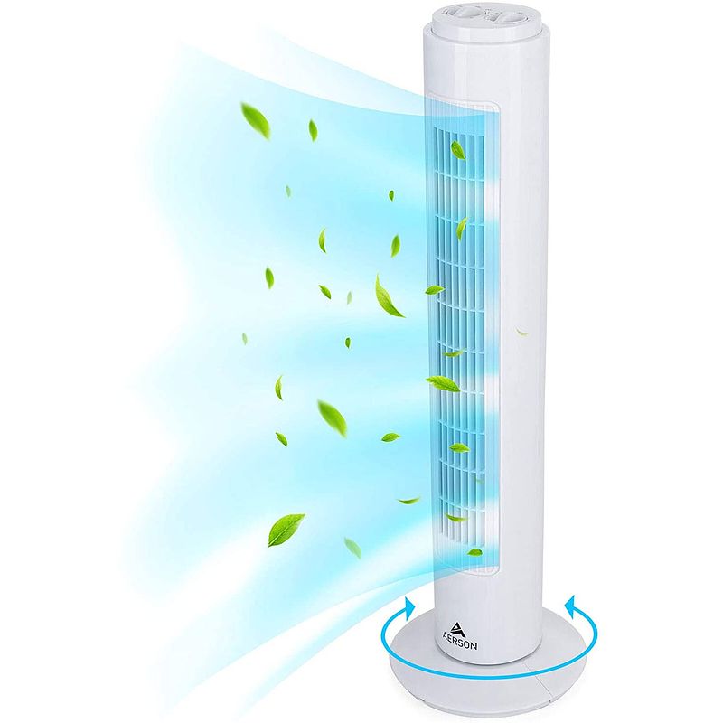 Foto van Tresko- torenventilator wit- oscillerend- 76 cm- 3 snelheden- timerfunctie