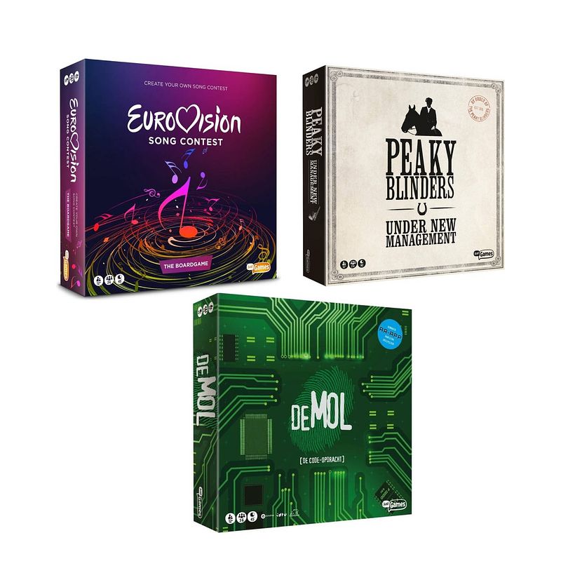 Foto van Spellenset - 3 stuks - eurovisie songfestival spel & peaky blinders & wie is de mol de code opdracht