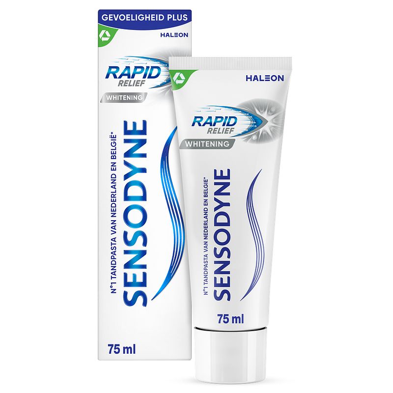 Foto van Sensodyne rapid relief whitening tandpasta voor gevoelige tanden 75ml bij jumbo