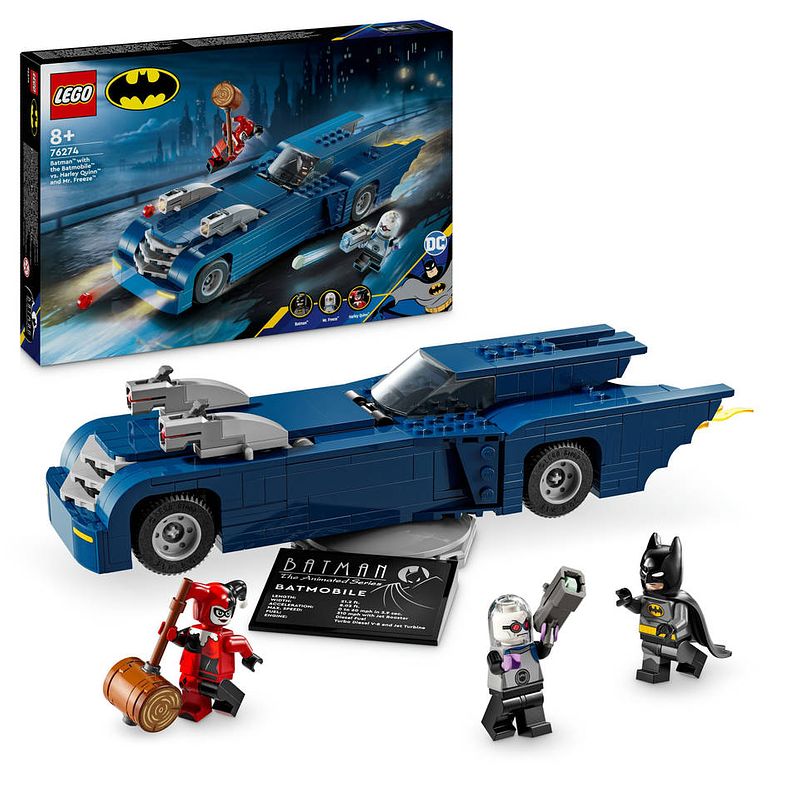 Foto van Lego dc batman met de batmobile vs harley quinn en mr. freeze 76274