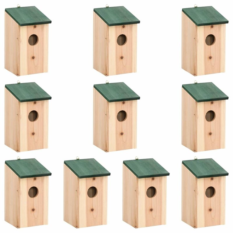 Foto van Vidaxl vogelhuisjes 10 st 12x12x22 cm massief vurenhout