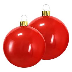 Foto van Grote opblaasbare decoratie kerstballen - 2x st - 45 en 65 cm - rood - opblaasfiguren
