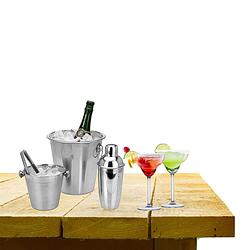 Foto van Complete bar set met 4x margarita cocktailglazen en cocktailshaker - cocktailglazen