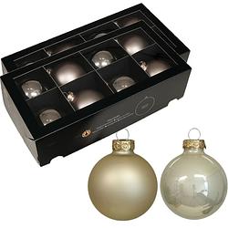Foto van Kerstballen van glas - 16x - licht champagne - 8 cm -milieubewust - kerstbal