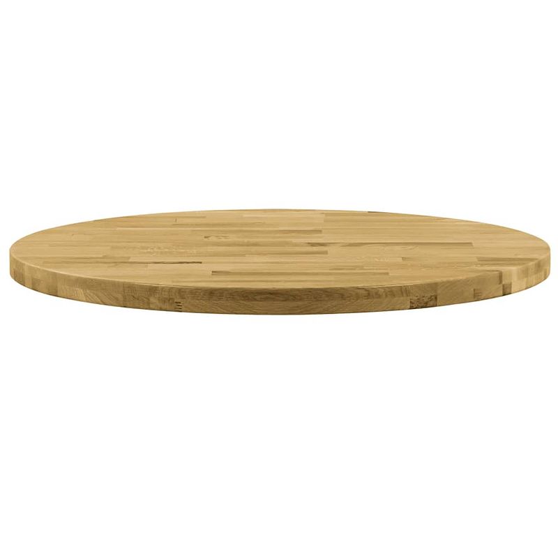 Foto van The living store houten tafelblad - diameter 800 mm - massief eikenhout - natuurlijke houtkleur