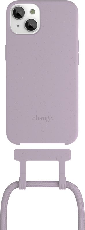 Foto van Change case apple iphone 14 back cover met koord paars