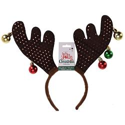 Foto van Kerst diadeem/haarband bruin rendier gewei voor volwassenen - verkleedattributen