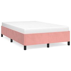 Foto van The living store fluwelen bedframe - roze - 203 x 123 x 35 cm - stevige poten - multiplex lattenbodem - geschikt voor