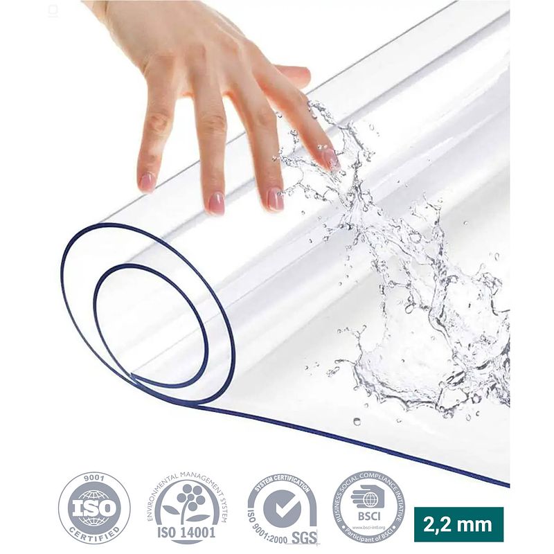 Foto van Homewell tafelbeschermer transparant glashelder 90x200cm - doorzichtig tafelzeil - tafelkleed - hittebestendig