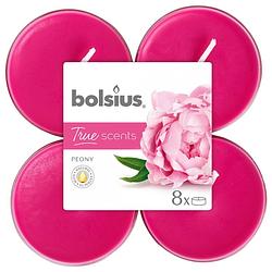 Foto van Bolsius geurtheelichten true scents peony 11,7 cm roze 8 stuks
