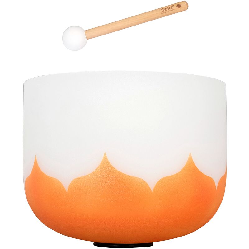 Foto van Sela seclu13d orange crystal singing bowl set - lotus (d: 432 hz)