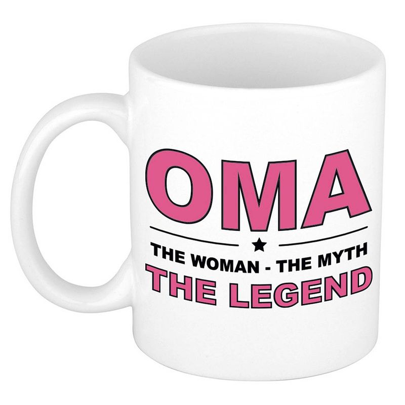 Foto van Oma the legend cadeau mok / beker wit 300 ml - feest mokken