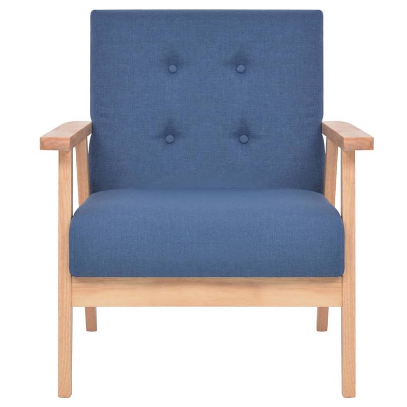 Foto van The living store fauteuil - comfortabele zithoek - blauw - 64.5 x 67 x 73.5 cm - polyester