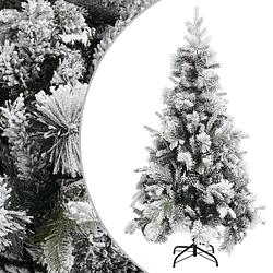 Foto van Vidaxl kerstboom met dennenappels en sneeuw 225 cm pvc en pe