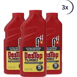 Foto van Destop turbo ontstopper in 5 minuten - 500 ml x3