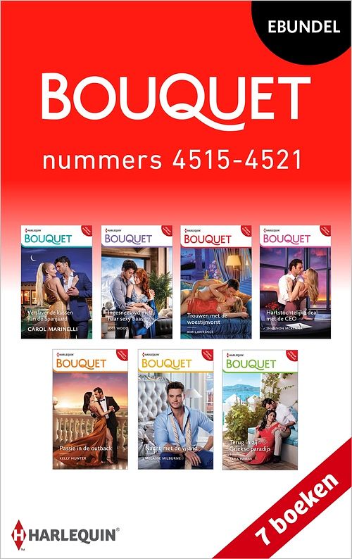 Foto van Bouquet e-bundel nummers 4515 - 4521 - carol marinelli, joss wood, kim lawrence, shannon mckenna, kelly hunter, melanie milburne, tara pammi - ebook