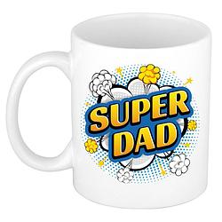 Foto van Super dad cadeau mok / beker wit pop-art stijl 300 ml - feest mokken