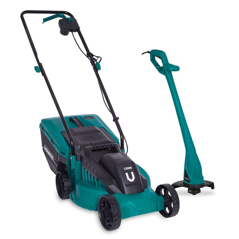 Foto van Vonroc grasmaaier 1300w 32cm maaibreedte - grastrimmer 300w - ø230mm maaidiameter - complete set!