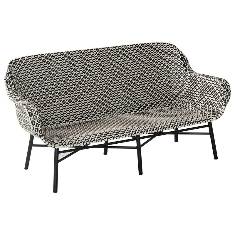 Foto van Hartman delphine 3-zits wicker loungebank - nouveaux rotin white-black