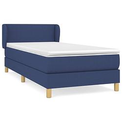 Foto van The living store boxspringbed - comfort relax - bed - 193 x 93 x 78/88 cm - blauw stof - verstelbaar hoofdbord -