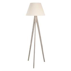 Foto van Clayre & eef vloerlamp 45*45*149 cm beige hout textiel rechthoek staande lamp staanlamp beige staande lamp staanlamp