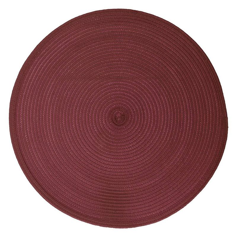 Foto van Ronde placemat gevlochten kunststof bordeaux rood 38 cm - placemats