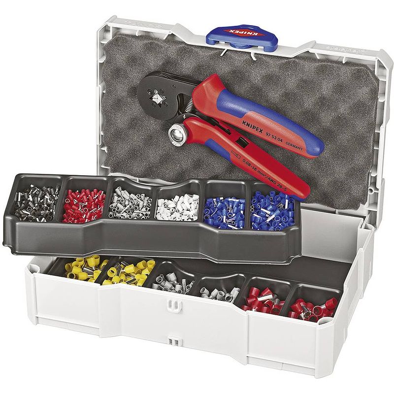 Foto van Knipex knipex-werk 97 90 09 krimptang adereindhulzen 0.08 tot 10 mm² incl. assortiment adereindhulzen in koffer