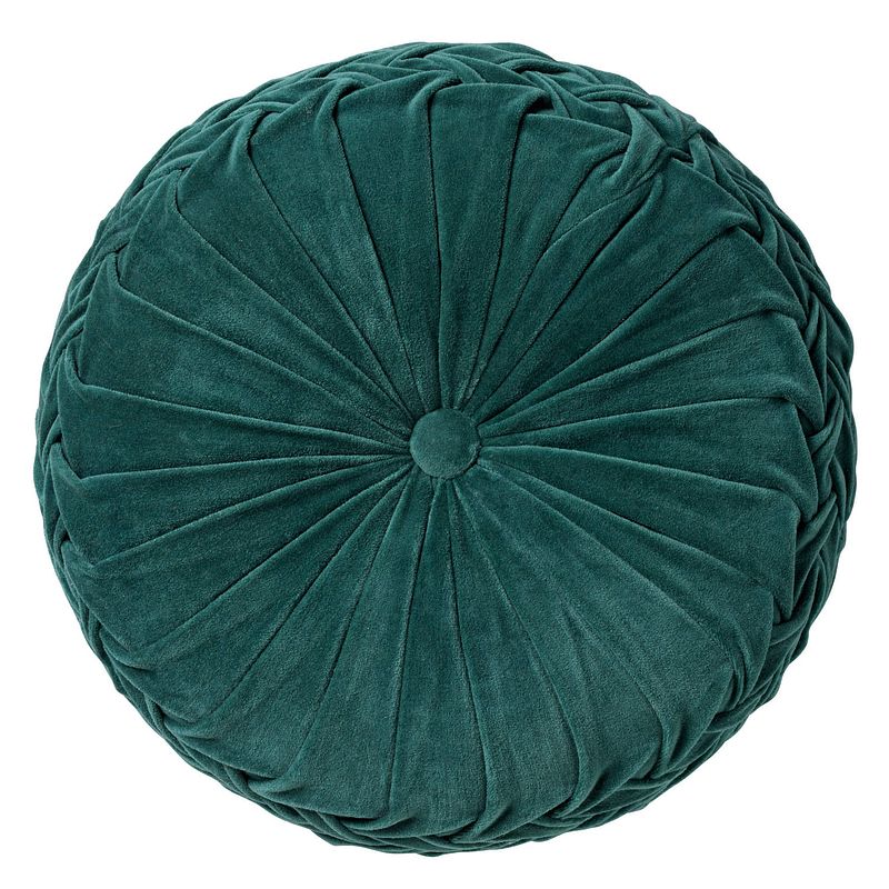 Foto van Dutch decor kaja - sierkussen rond velvet sagebrush green 40 cm - groen - groen