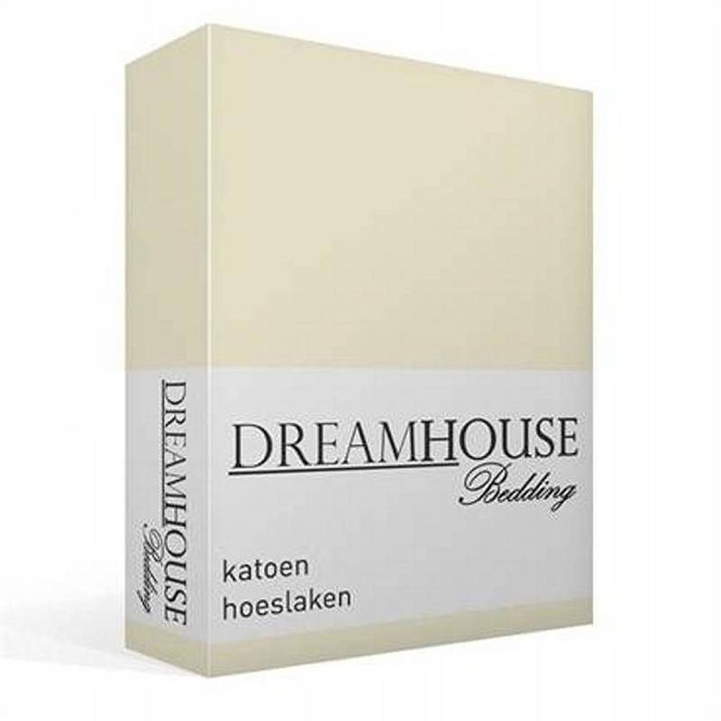 Foto van Dreamhouse bedding katoen hoeslaken - 100% katoen - lits-jumeaux (160x220 cm) - zand, creme