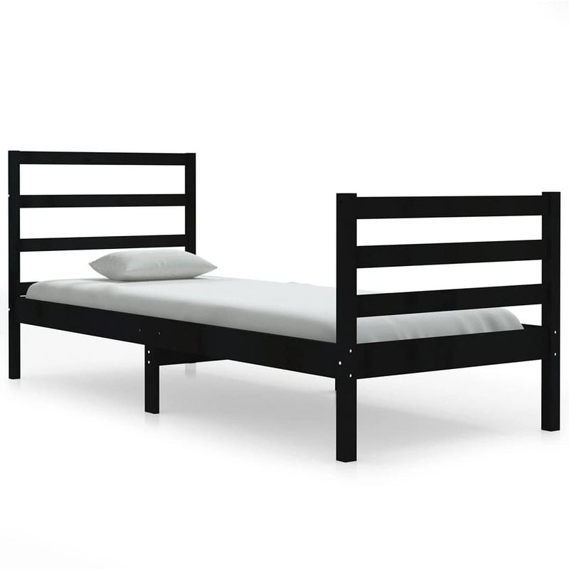 Foto van Vidaxl bedframe massief grenenhout zwart 90x190 cm 3ft single