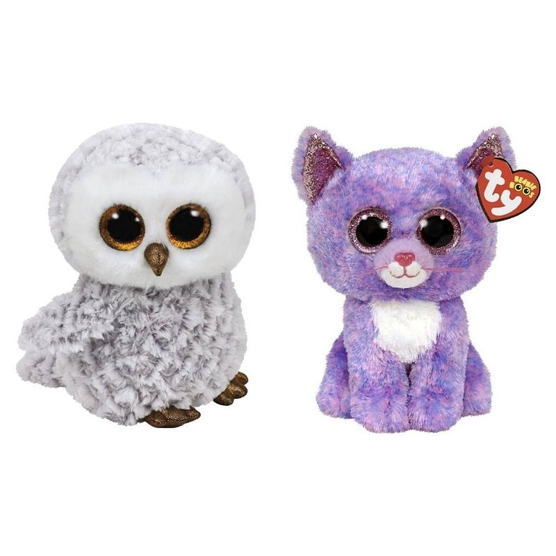 Foto van Ty - knuffel - beanie buddy - owlette owl & cassidy cat