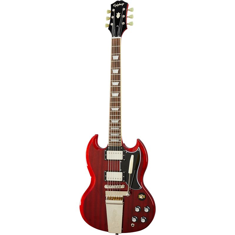 Foto van Epiphone sg standard 's61 vintage cherry maestro vibrola elektrische gitaar