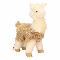 Foto van Pluche knuffel lama wit/bruin 28 cm - knuffel boederijdieren