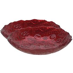 Foto van Glazen decoratie schaal/fruitschaal rood rond d30 x h6 cm - schalen
