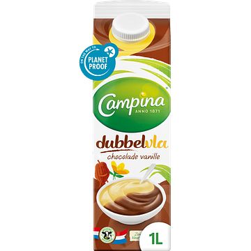 Foto van Campina dubbelvla chocoladevanille 1l bij jumbo