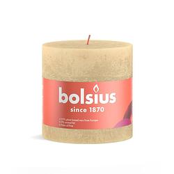 Foto van Bolsius - rustiek stompkaars shine 100 x 100 mm oat beige kaars