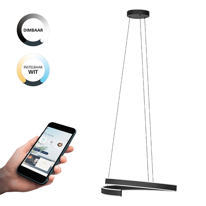 Foto van Eglo connect.z andabaia-z smart hanglamp - ø 60 cm - zwart/wit