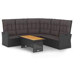 Foto van Vidaxl 2-delige loungeset met kussens poly rattan zwart