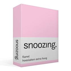 Foto van Snoozing - flanel - hoeslaken - extra hoog - 160x210/220 - roze